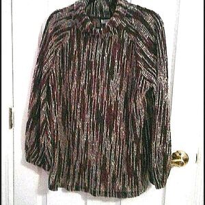 Vintage John Paul Richard Purple Cowl Neck Balloon Sleeves Textured Sweater XL